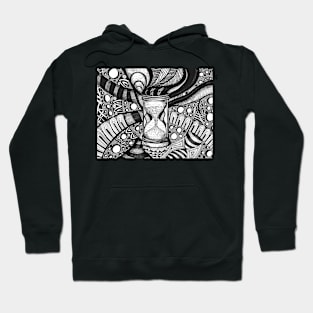 Hourglass illustration with abstract patterns around Hoodie